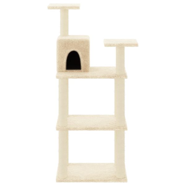 Rascador para gatos con postes rascadores de sisal 119 cm color crema - Imagen 3