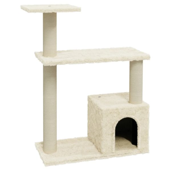 Rascador para gatos con postes rascadores de sisal 70 cm color crema - Imagen 2