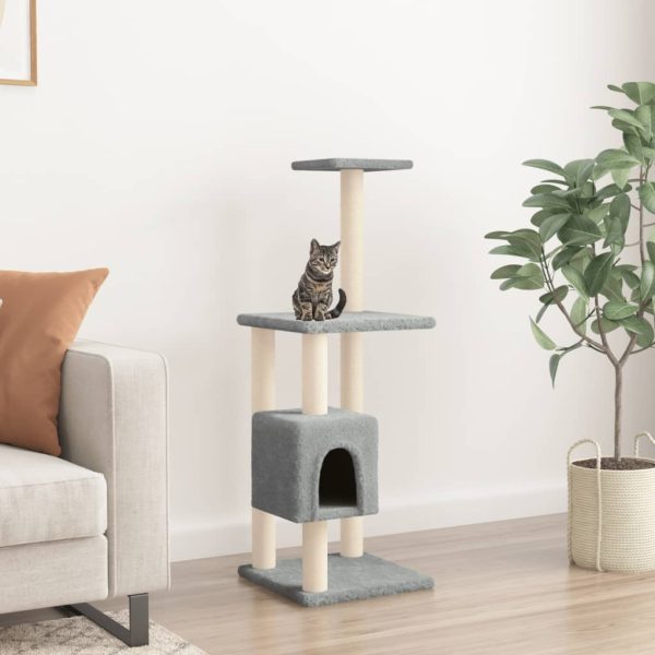 Rascador para gatos con rascador de sisal 104 cm gris claro