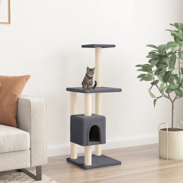 Rascador para gatos con rascador de sisal 104 cm gris oscuro