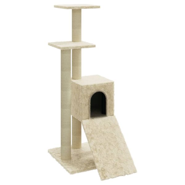 Rascador para gatos con postes rascadores de sisal 92 cm color crema - Imagen 2