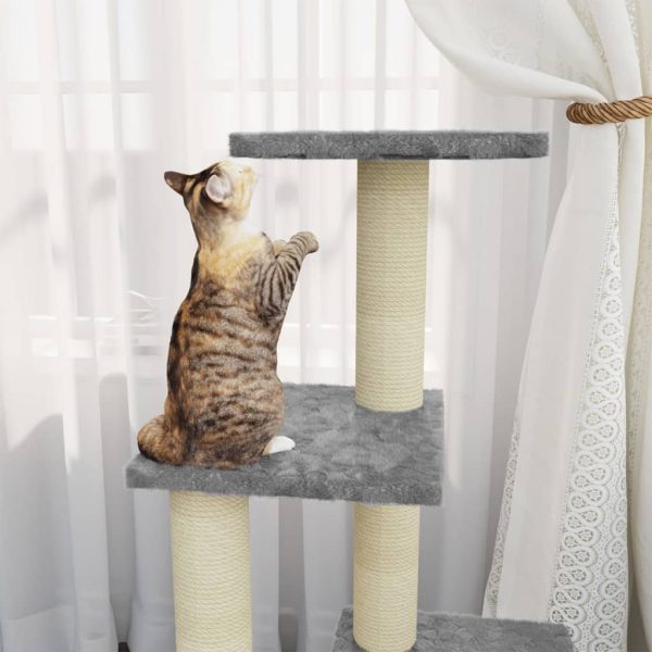 Rascador para gatos con rascador de sisal 92 cm gris claro - Imagen 3