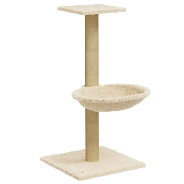 Rascador para gatos con rascador de sisal 74 cm color crema - Imagen 2