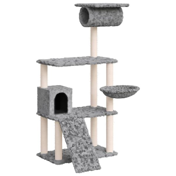 Rascador para gatos con rascador de sisal 131 cm gris claro - Imagen 2