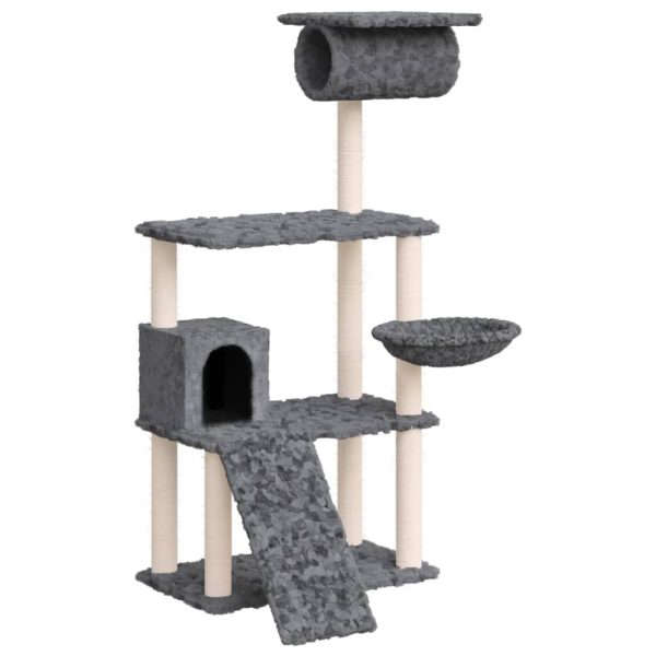 Rascador para gatos con rascador de sisal 131 cm gris oscuro - Imagen 2