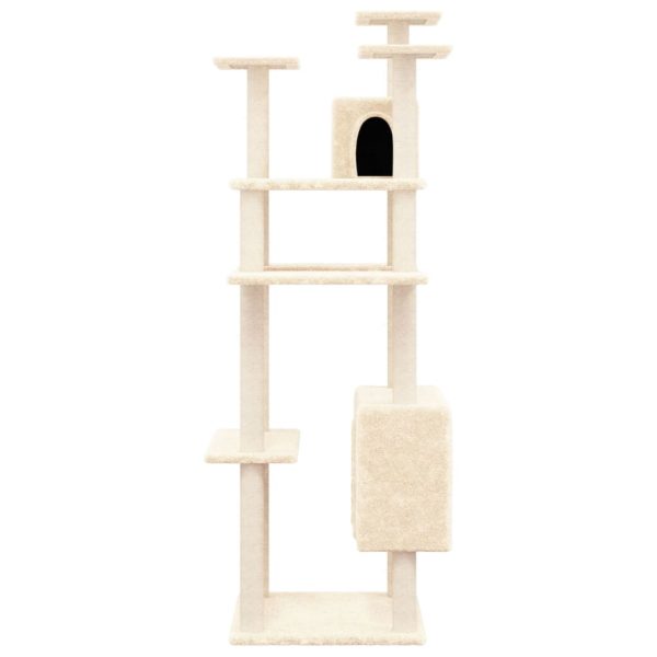 Rascador para gatos con postes rascadores de sisal 162 cm color crema - Imagen 3