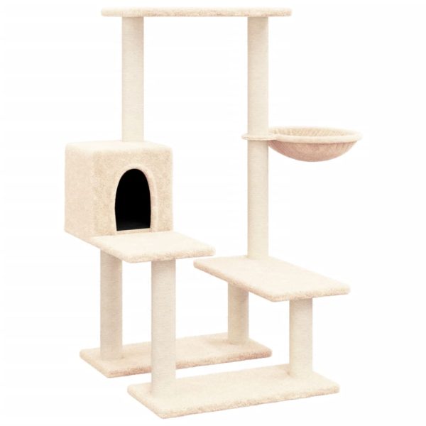 Rascador para gatos con postes rascadores de sisal 94,5cm color crema - Imagen 2