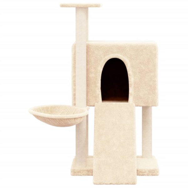 Rascador para gatos con postes rascadores de sisal 96 cm color crema - Imagen 3