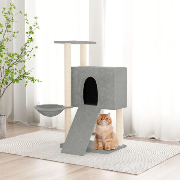 Rascador para gatos con rascador de sisal 96 cm gris claro