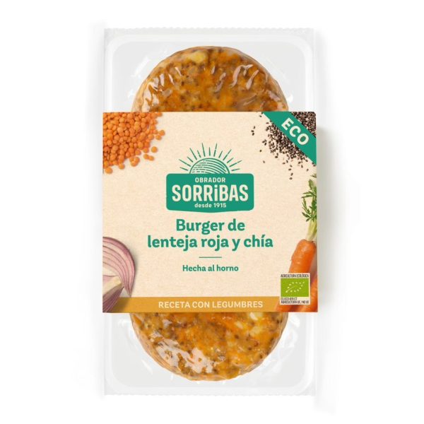 REFRIG BURGER DE LENTEJA ROJA Y CHIA 160g Sorribas