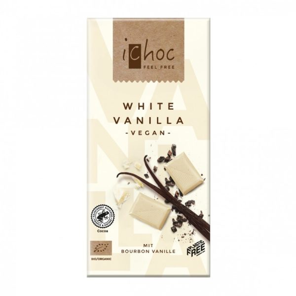 CHOCOLATE BLANCO VEGANO BIO CON VAINILLA BOURBON 80GR  - iCHOC