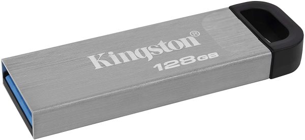 Kingston DataTraveler Kyson Memoria USB 128GB - 3.2 Gen 1 - 200 MB/s en Lectura - Diseño Metalico - Color Plata (Pendrive)