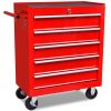 Carinho de ferramentas com 5 gavetas para oficina, vermelho - Image 3