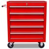 Carinho de ferramentas com 5 gavetas para oficina, vermelho - Image 4