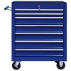 Trólei de oficina para ferramentas com 7 gavetas azul - Image 3