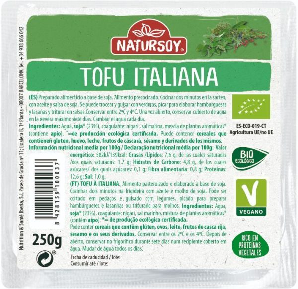 REFRIG TOFU A LA ITALIANA NATURSOY  250 G