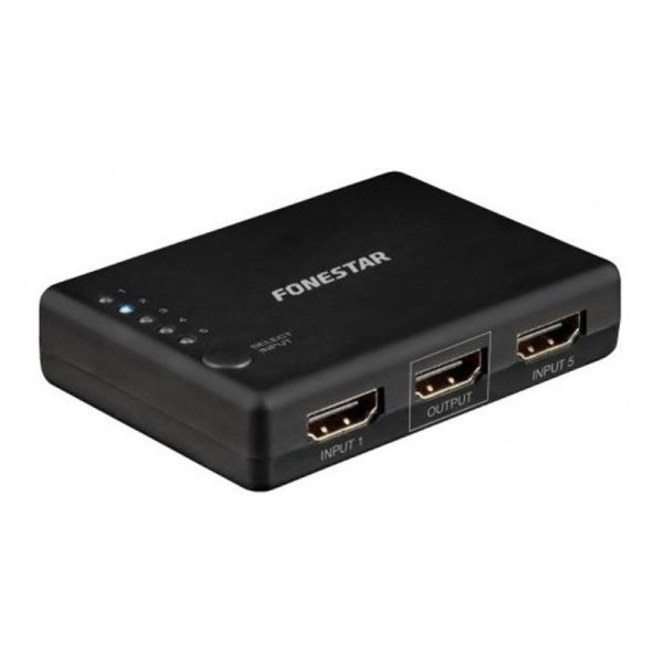 Switch hdmi 5*1 fonestar fo - 22sw51 - 5 entradas - 1 salida - resolución uhd 4k 60hz - botón selector - mando a distancia - plug and play