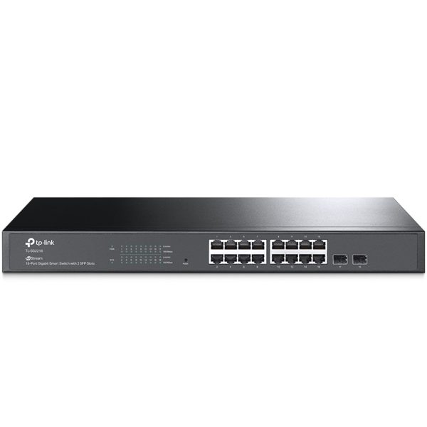 Swicht tp - link 16 puertos 10 - 100 - 1000mbps con 2 ptos sfp gestionable rack 19pulgadas