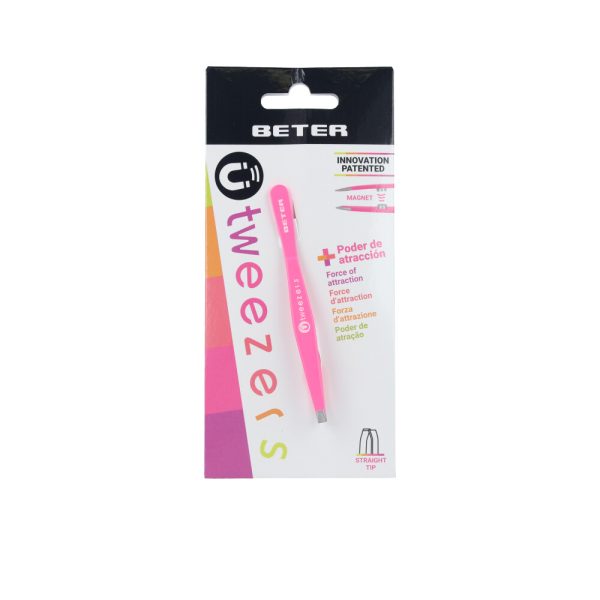 PINZA depilar magnética punta recta #fucsia 1 u