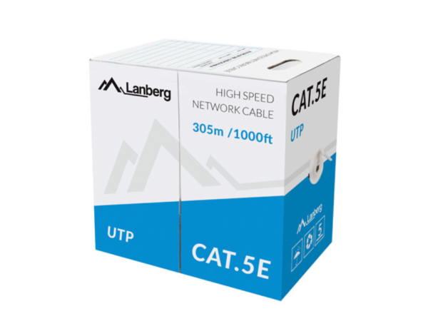 BOBINA CAT.5E LANBERG UTP RJ45 TRENZADO CCA AWG24 305M GRIS