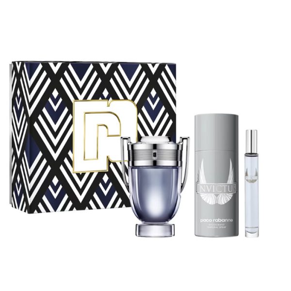 Paco Rabanne Invictus Eau de Toilette Spray 100ml Set 3 Piezas