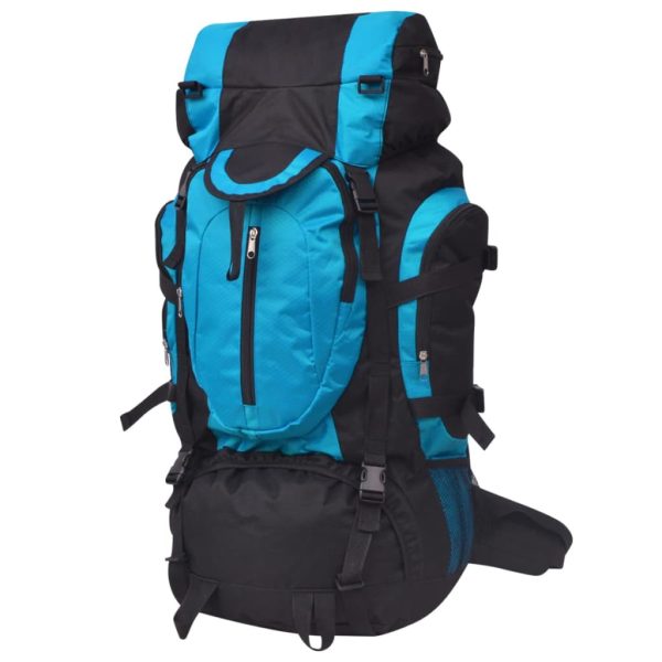 Mochila de caminhada XXL 75 L preto e azul