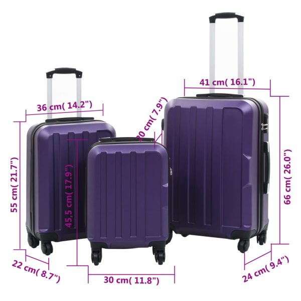 Conjunto de tróleis estojo rígido 3 pcs ABS roxo - Image 9