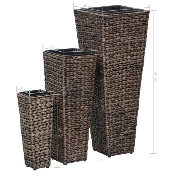 Vasos/floreiras 3 pcs jacinto de água castanho-escuro - Image 7