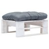 Otomano de paletes com almofadão cinzento madeira branco