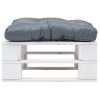 Otomano de paletes com almofadão cinzento madeira branco - Image 2