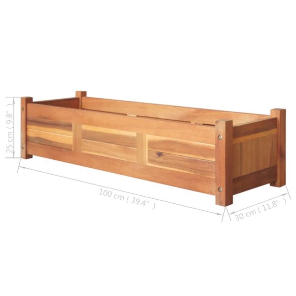 Canteiro elevado de jardim 2 pcs 100x30x25 cm madeira de acácia - Image 6