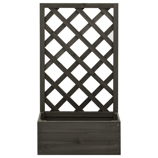 Vaso com treliça para jardim 50x25x90 cm abeto maciço cinzento - Image 2