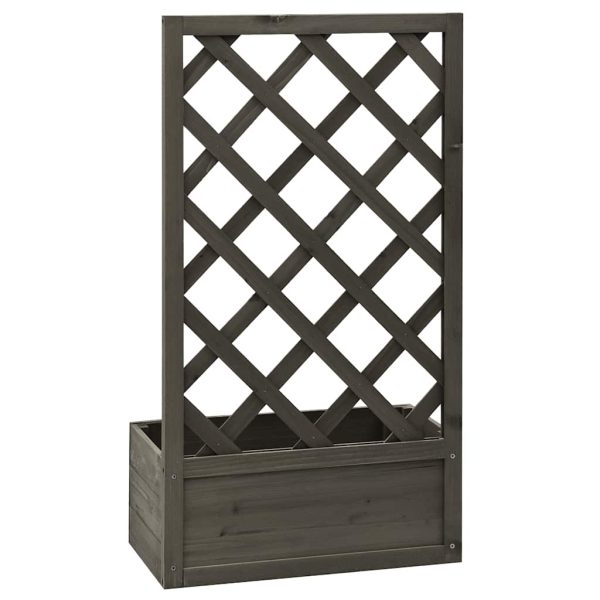 Vaso com treliça para jardim 50x25x90 cm abeto maciço cinzento - Image 4