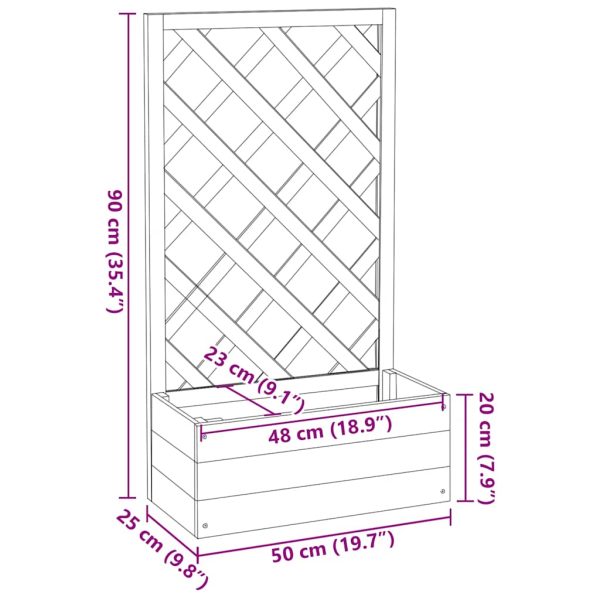 Vaso com treliça para jardim 50x25x90 cm abeto maciço cinzento - Image 6