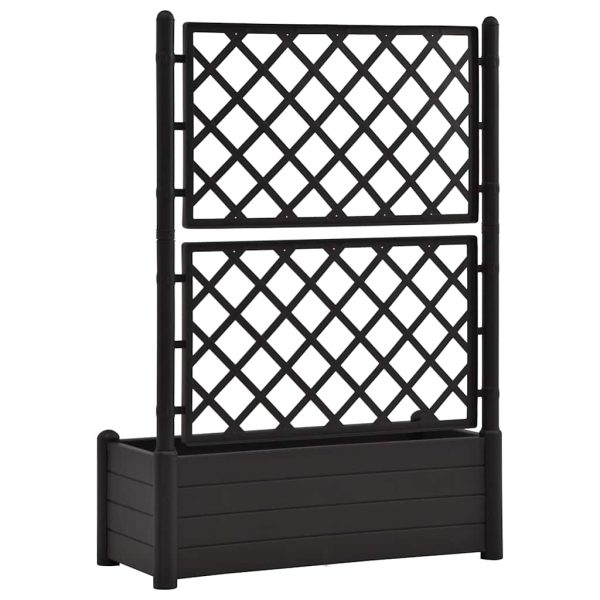 Vaso/floreira de jardim com treliça 100x43x142 cm PP antracite - Image 5