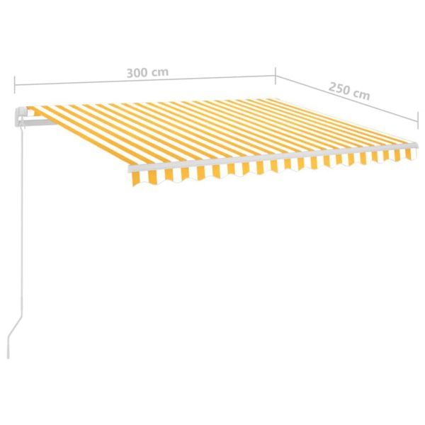 Toldo automático LED e sensor de vento 3x2,5 m amarelo/ branco - Image 11