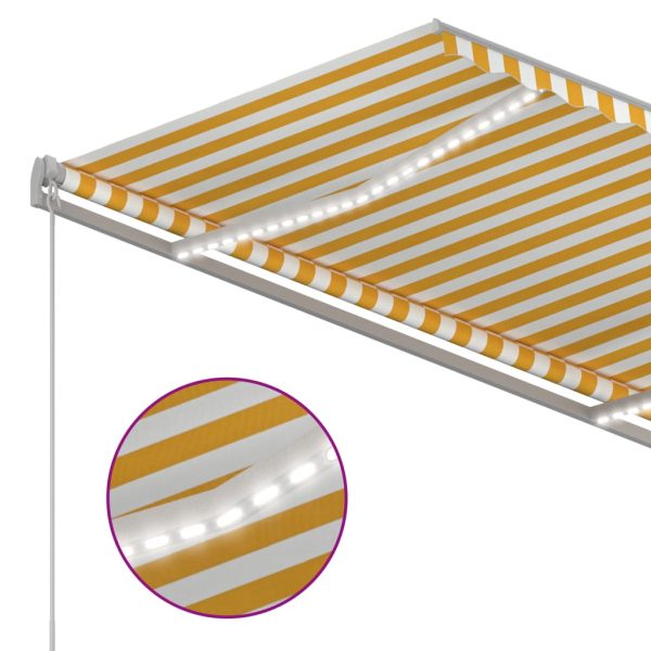 Toldo automático LED e sensor de vento 3x2,5 m amarelo/ branco - Image 4