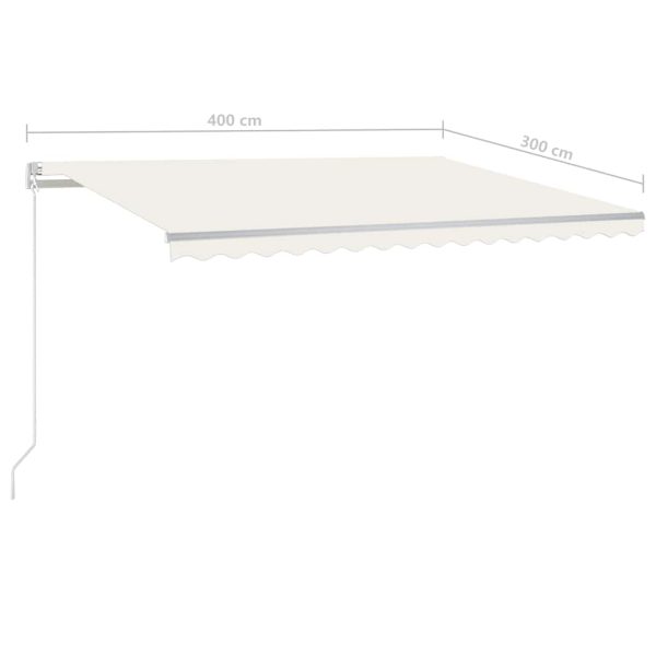 Toldo retrátil automático com postes 4x3 m cor creme - Image 11