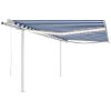 Toldo automático c/ LED e sensor de vento 4x3 m azul e branco