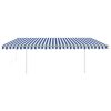 Toldo autom. LED e sensor de vento 5x3 m azul e branco - Image 3