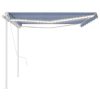 Toldo autom. LED e sensor de vento 5x3 m azul e branco - Image 4