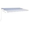 Toldo autom. LED e sensor de vento 5x3 m azul e branco - Image 5