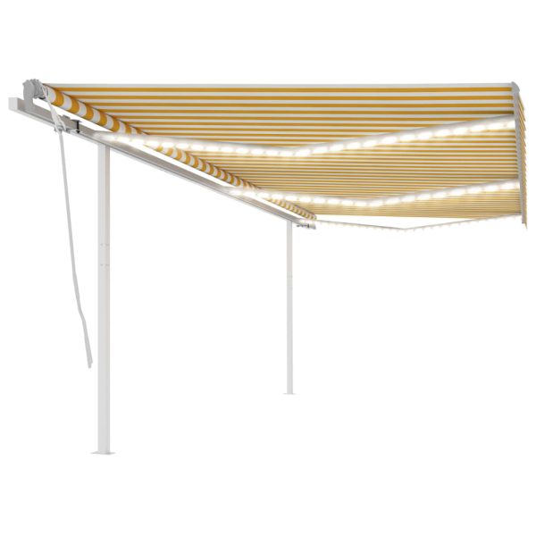Toldo retrátil manual com LED 6x3 m amarelo e branco