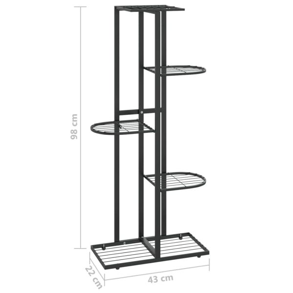 Suporte de vasos c/ 5 prateleiras 43x22x98 cm metal preto - Image 6