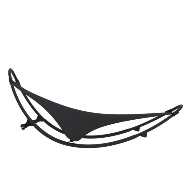 Espreguiçadeira baloiço c/ rodas aço e textilene preto - Image 3