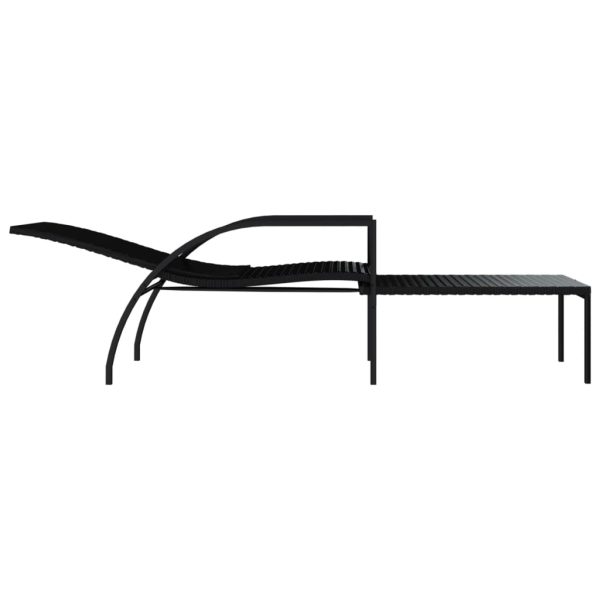 Espreguiçadeiras com apoios de pés 2 pcs vime PE preto - Image 5