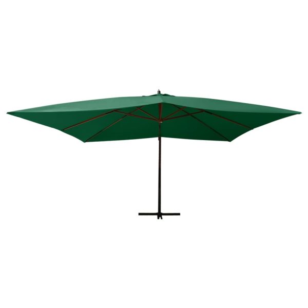 Guarda-sol jardim cantilever c/ poste madeira 400x300 cm verde - Image 2