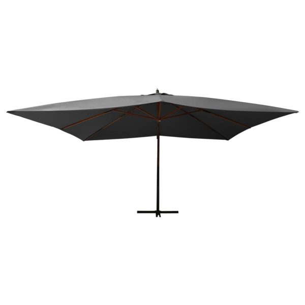 Guarda-sol cantilever c/ poste de madeira 400x300 cm antracite - Image 2