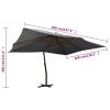 Guarda-sol cantilever c/ poste de madeira 400x300 cm antracite - Image 8