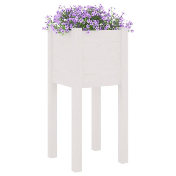 Vasos/floreiras de jardim 2 pcs 31x31x70 cm pinho maciço branco - Image 2